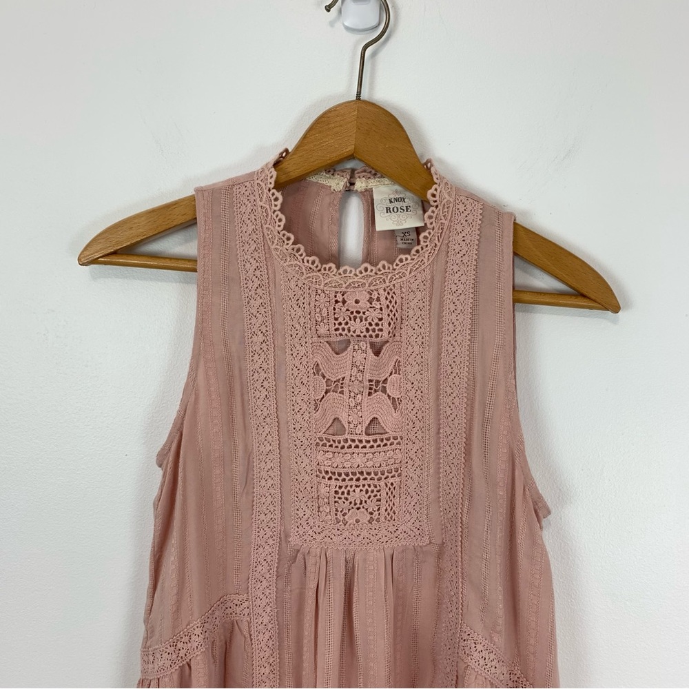 Knox Rose Lace Trim Light Pink Feminine Tank Top Size XS - Picture 2 of 8
